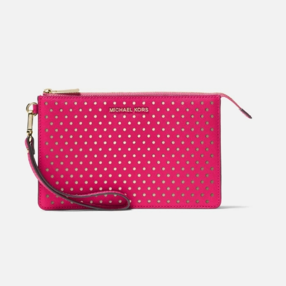 Michael Kors Fuchsia Perforated Wristlet